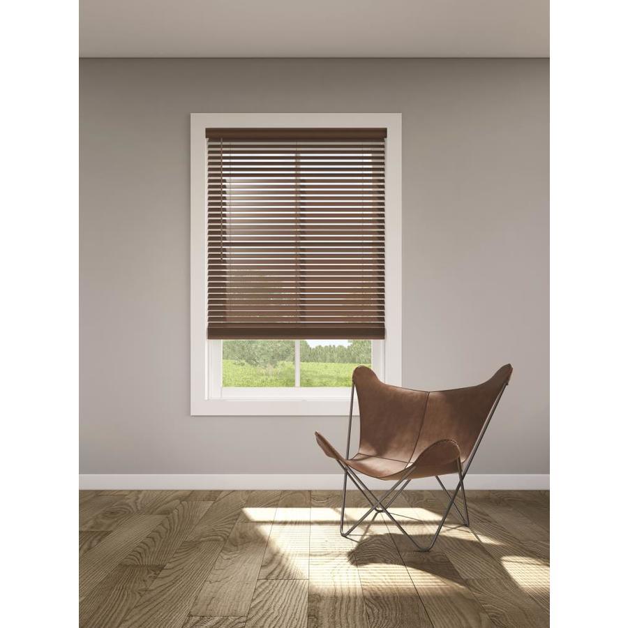 LEVOLOR Trim+Go 2-in Slat Width 47-in x 64-in Cordless Walnut Faux Wood Room Darkening Faux Wood Blinds