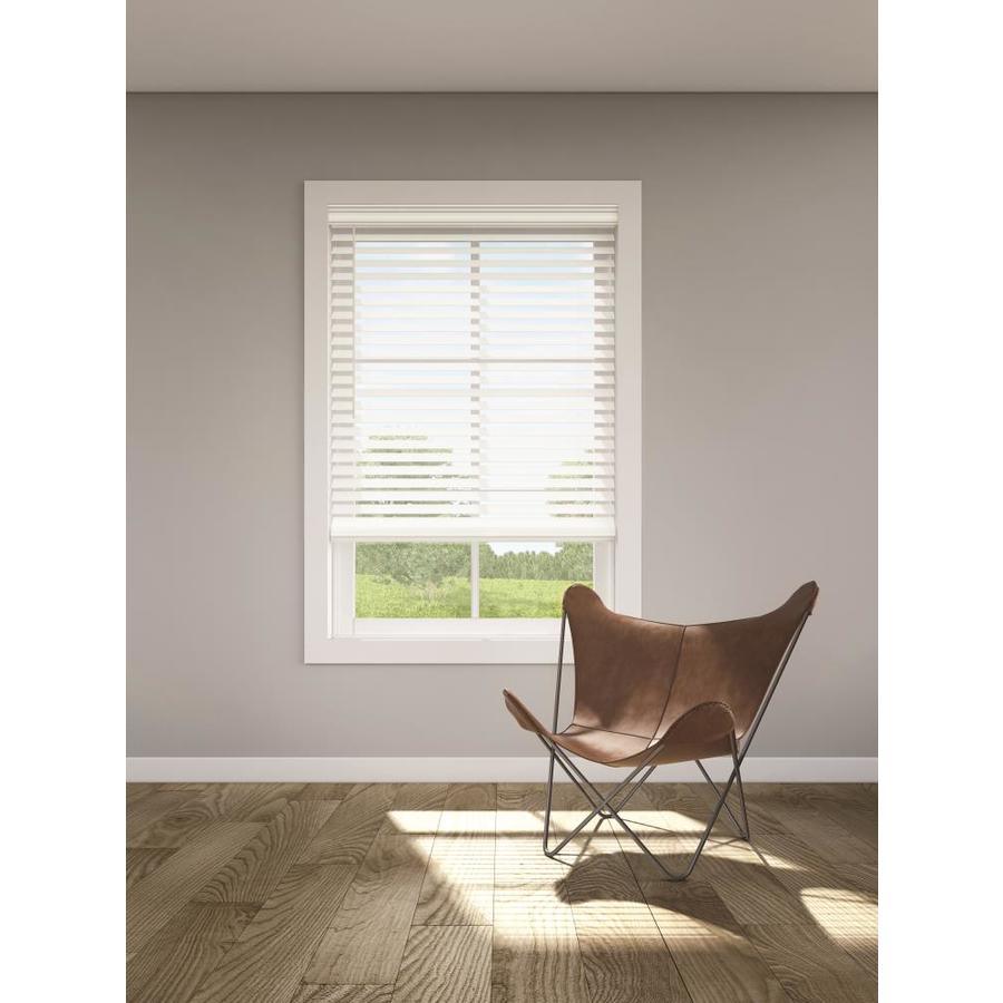 LEVOLOR Trim+Go 2.5-in Slat Width 35-in x 64-in Cordless White Faux Wood Room Darkening Faux Wood Blinds