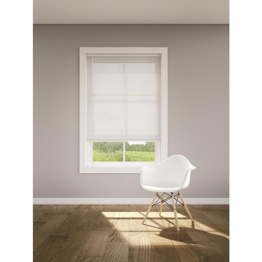 LEVOLOR Trim+Go 1-in Slat Width 35-in x 64-in Cordless White Vinyl Room Darkening Mini Blinds