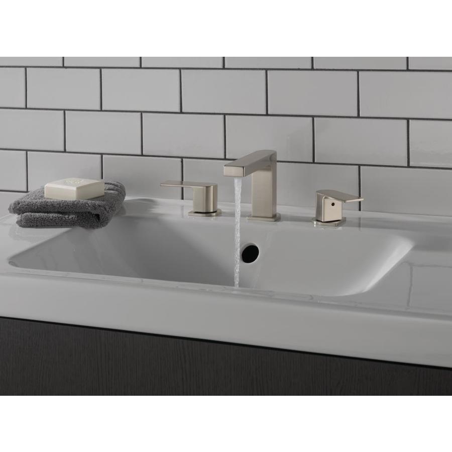 Peerless Xander Brushed Nickel 2-handle Widespread WaterSense Bathroom Sink Faucet with Drain