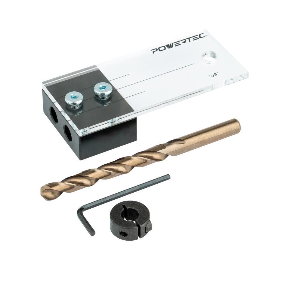 3/8 in. Dowel Drilling Jig with Cobalt M-35 Drill Bit and Split Ring Stop Collar