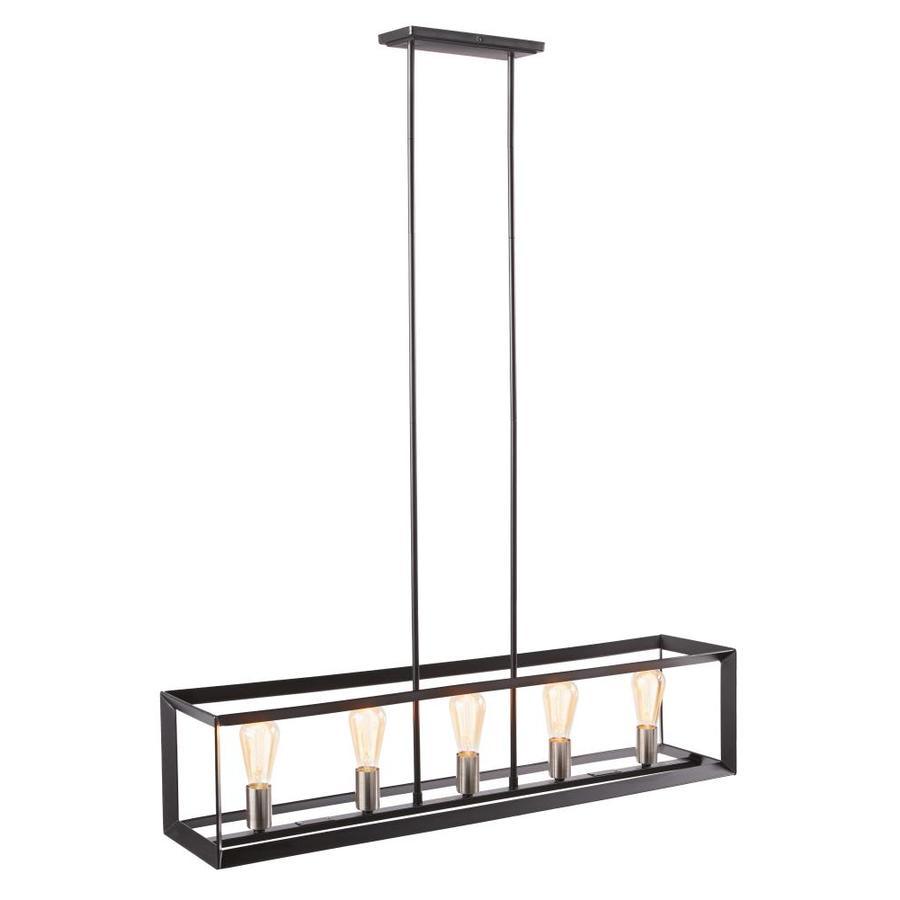 Scott Living Hamilton Matte Black/Brushed Nickel Industrial Lantern Kitchen Island Light