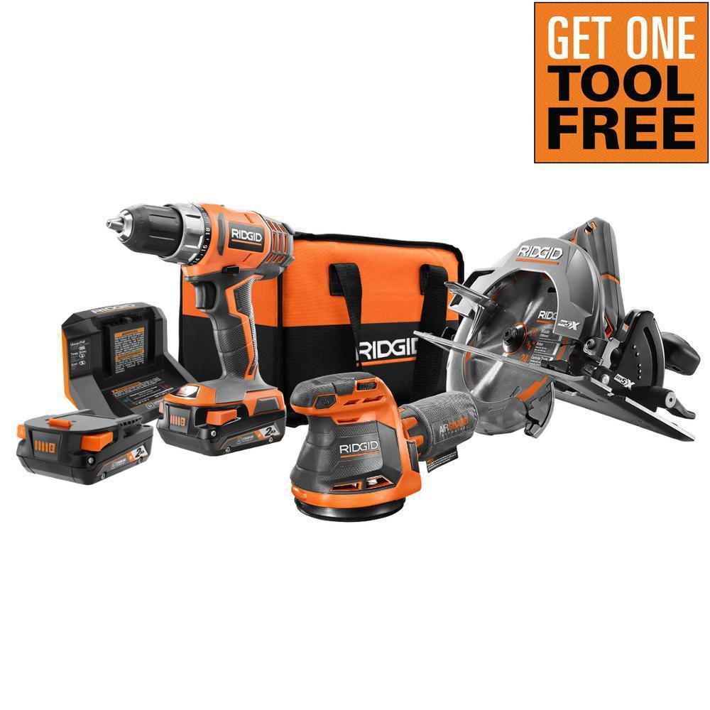18V Lithium-Ion Cordless 3-Tool Combo Kit with (2) 2.0 Ah Lithium-Ion Batteries, Charger, and Bag