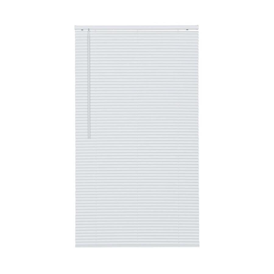 Project Source 1-in Slat Width 45-in x 64-in Cordless White Vinyl Room Darkening Mini Blinds