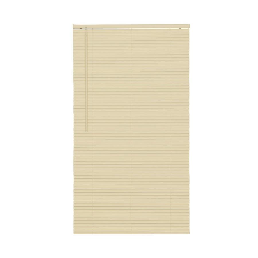 Project Source 1-in Slat Width 22.5-in x 42-in Cordless Ivory Vinyl Room Darkening Mini Blinds