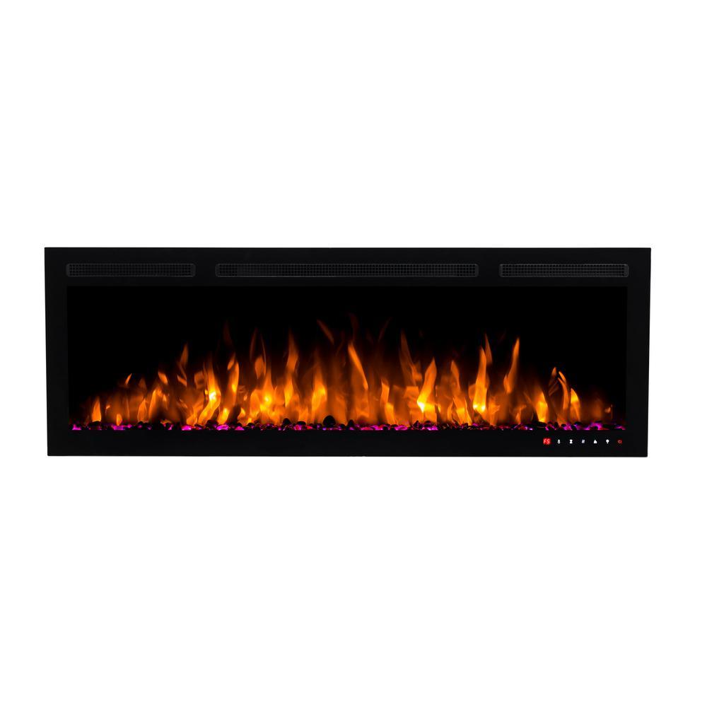Slimline 50 in. Wall Mount and Recessed Electric Fireplace in Black