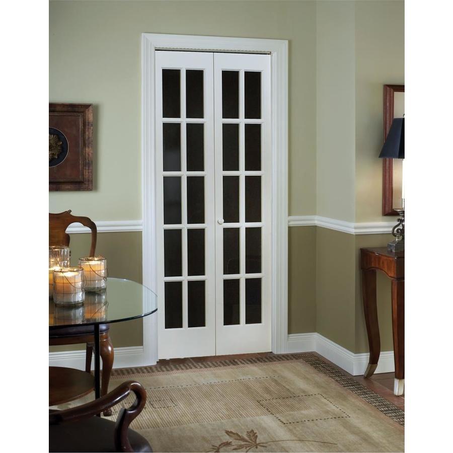 Pinecroft Williamsburg 32-in x 80-in White 2-Panel Square Clear Glass Prefinished Pine Wood Bifold Door (Hardware Included)