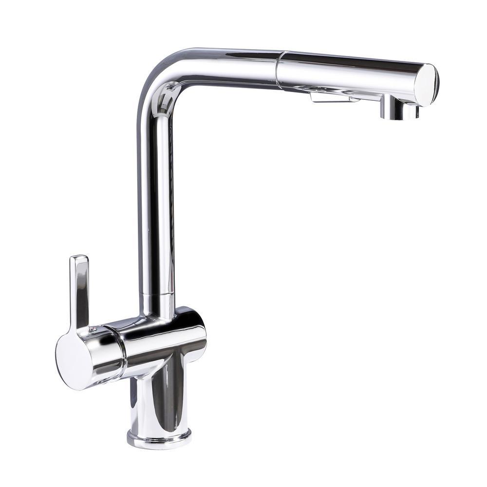 Single-Handle Pull Out Sprayer Kitchen Faucet in Polished Chrome