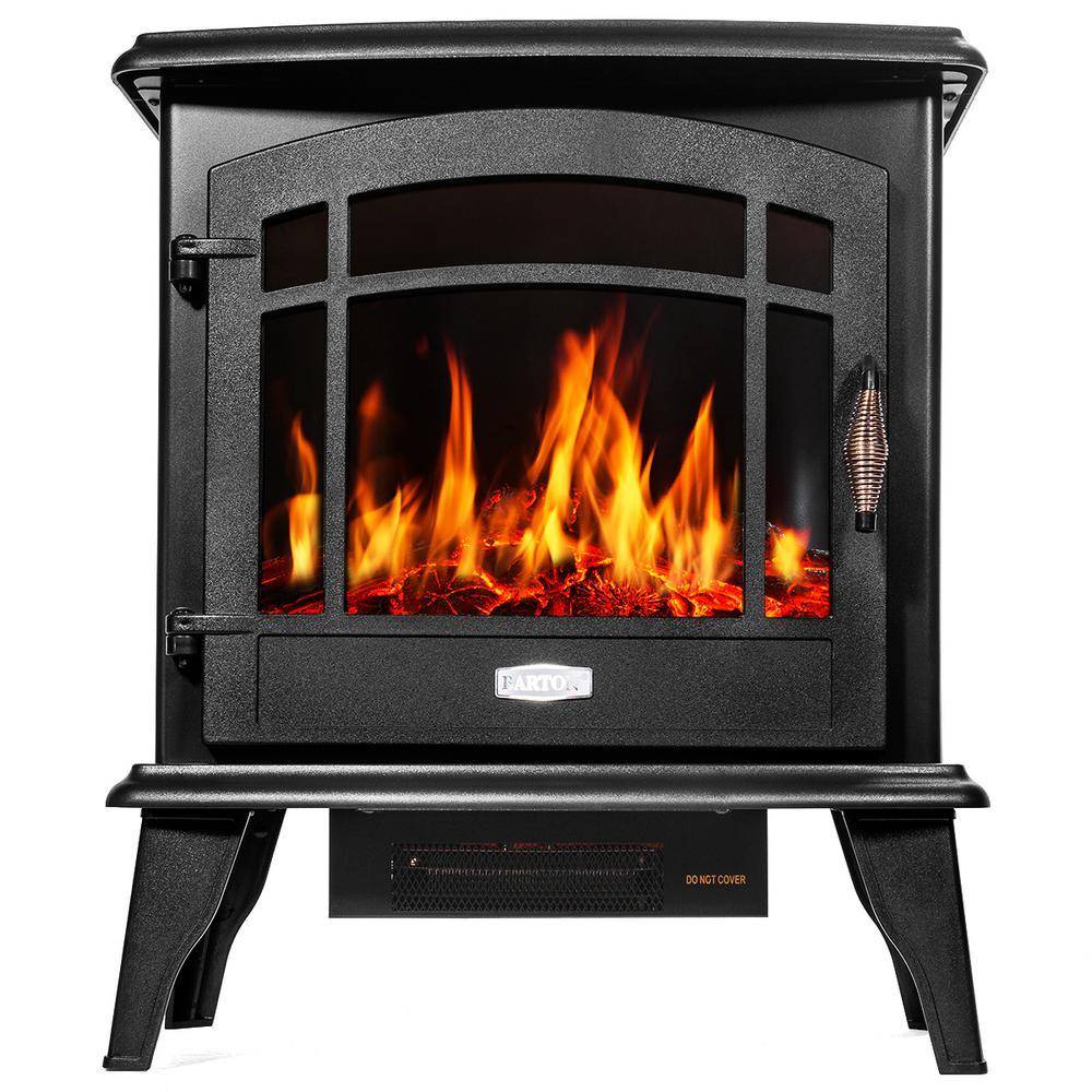20 in. 1500-Watt 3-Sided Free Standing Compact Infrared Quartz Electric Fireplace Firebox Heater in Vintage Black