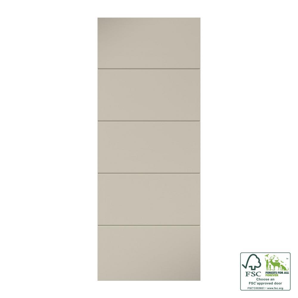 30 in. x 80 in. x 1-3/8 in. Contemporary U-Grooved Design (Atlanta) White Primed Core Flush Wood Interior Slab Door