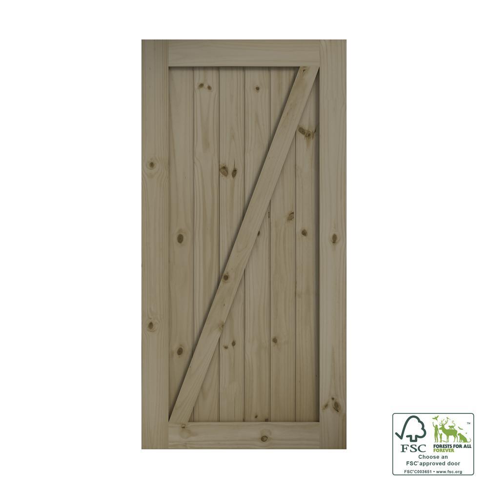 42 in. x 96 in. Z-Shape Knotty Pine Interior Barn Door Slab