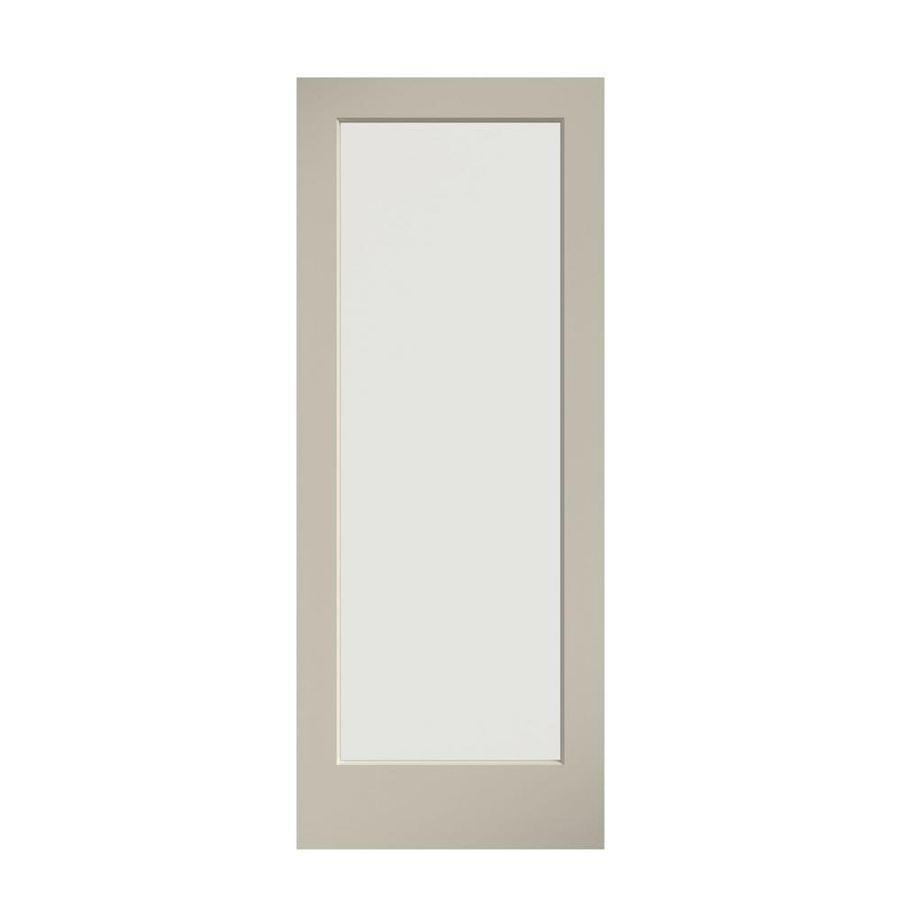 28 in. x 80 in. 1-Lite Clear Glass True Divided White Finished Solid Core Wood French Interior Door Slab