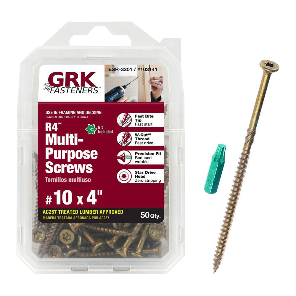 #10 x 4 in. R4 Self-Countersinking Flat-Head Multi-Purpose Screw (50 per Pack)