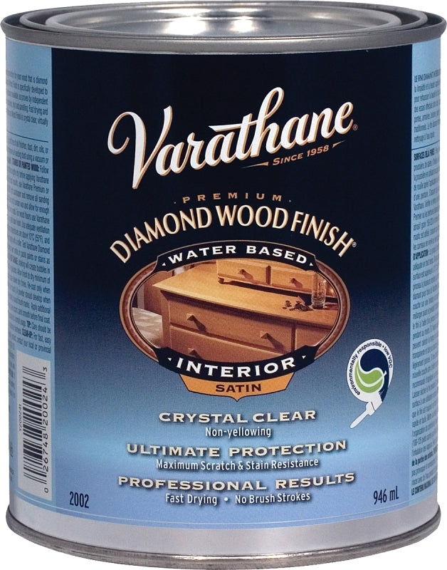 Varathane Y200241 Interior Finish, Satin, Liquid, Crystal Clear, 946 mL