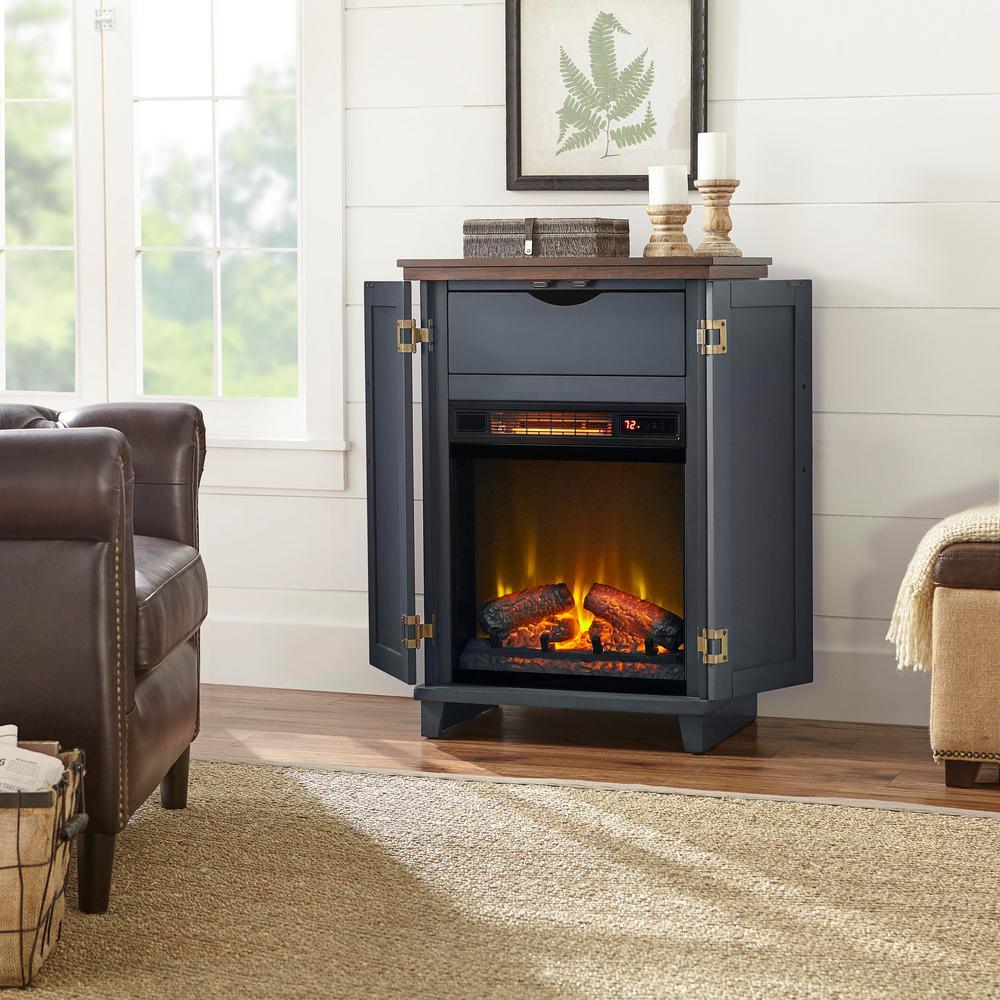Marshfield 25 in. Freestanding Wall Mantel Electric Fireplace in Dark Blue
