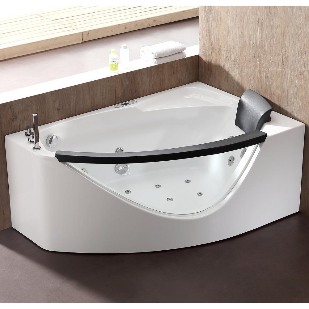 AM198ETL-L 59 in. Left Drain Acrylic Corner Apron Front Whirlpool Bathtub in White