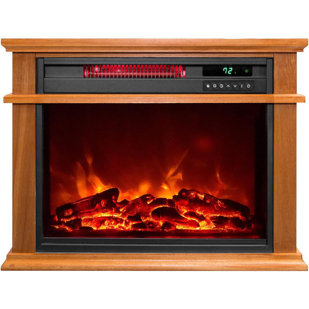 31 in. Freestanding Electric Fireplace Heater in Light Brown