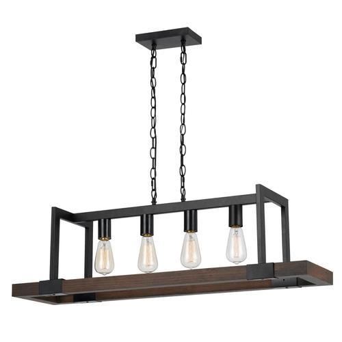 Cal Lighting Antonio Woo/Black Transitional Linear Kitchen Island Light