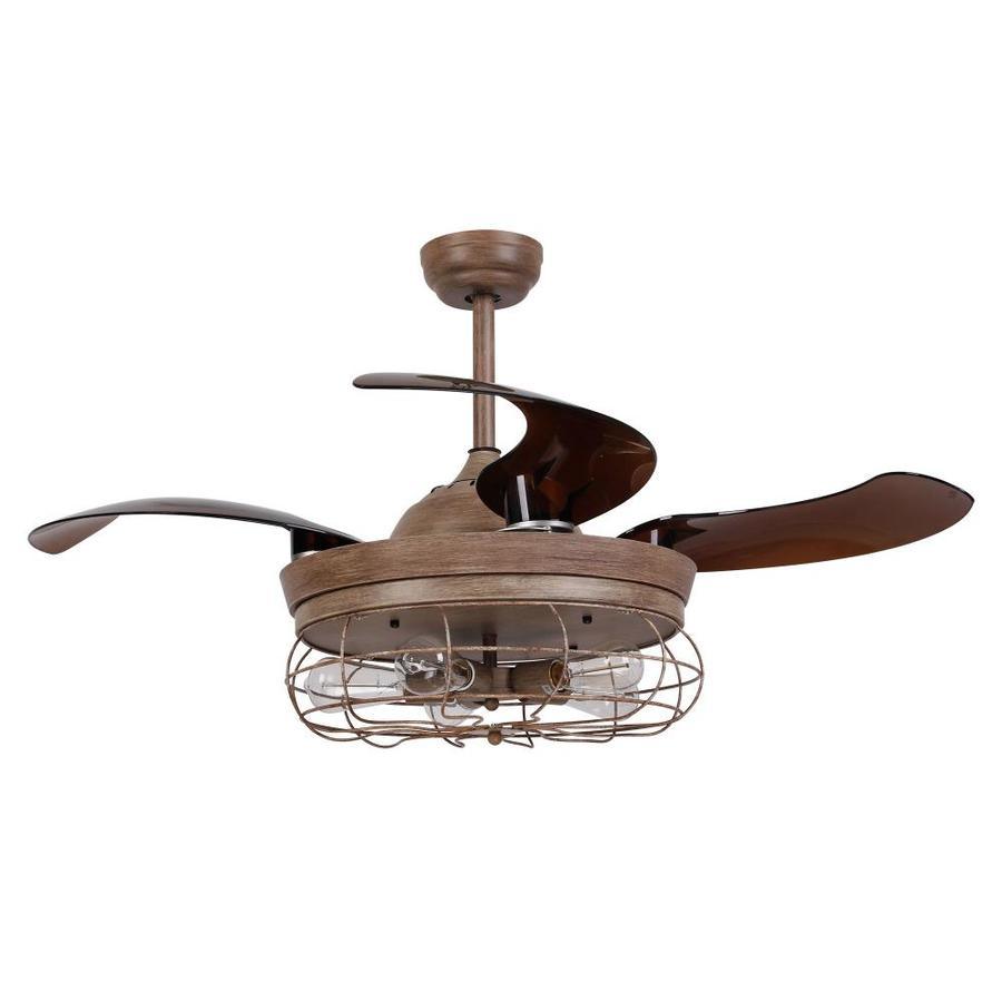 Parrot Uncle 46-in Weathered oak LED Indoor Ceiling Fan with Remote (4-Blade)