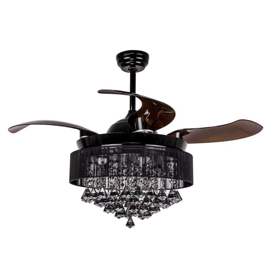 Parrot Uncle 46-in Black LED Indoor/Outdoor Ceiling Fan with Remote (4-Blade)