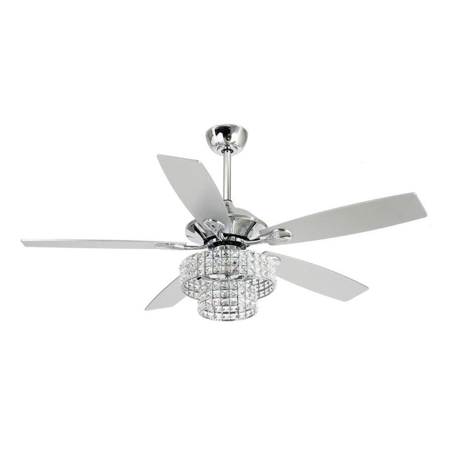 Parrot Uncle 52-in Chrome LED Indoor/Outdoor Ceiling Fan with Remote (5-Blade)