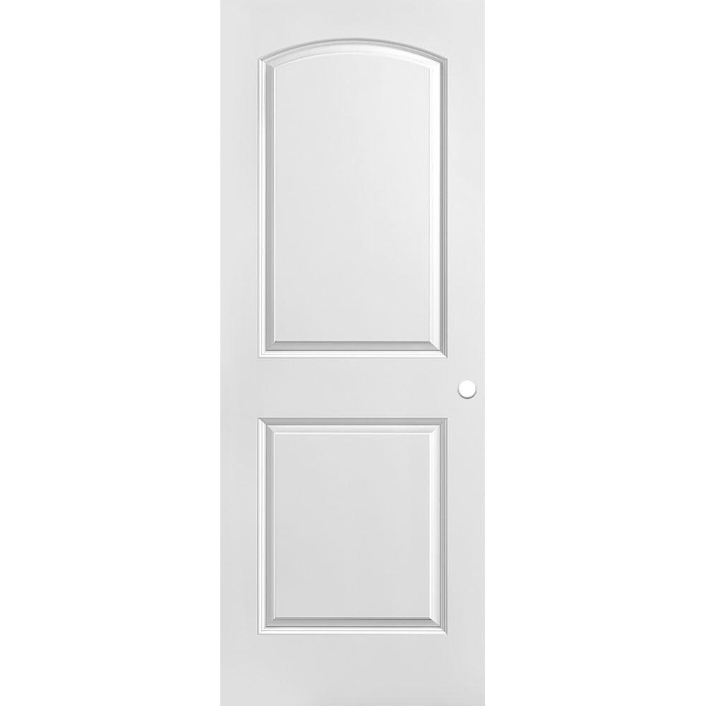 30 in. x 80 in. Roman Primed Smooth 2 Panel Round Top Hollow Core Composite Interior Door Slab with Bore