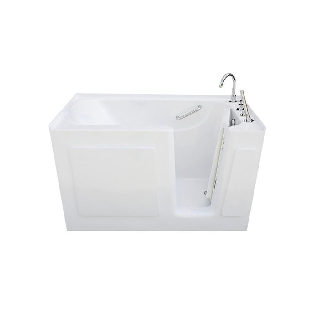 5 ft. Rectangular Right Drain Walk-In Non-Whirlpool Tub in White