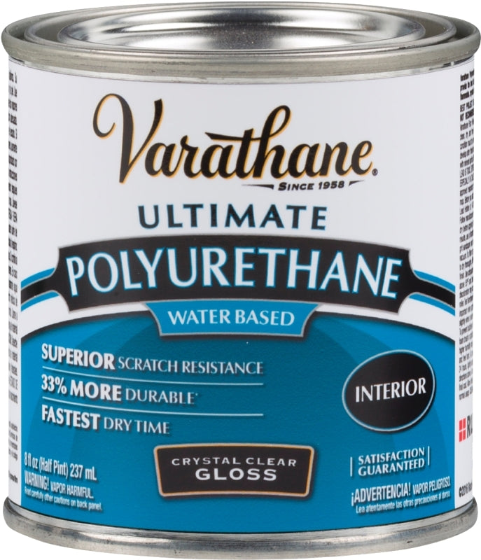 VARATHANE 200061H Polyurethane Paint, Gloss, Liquid, Crystal Clear, 0.5 pt, Can