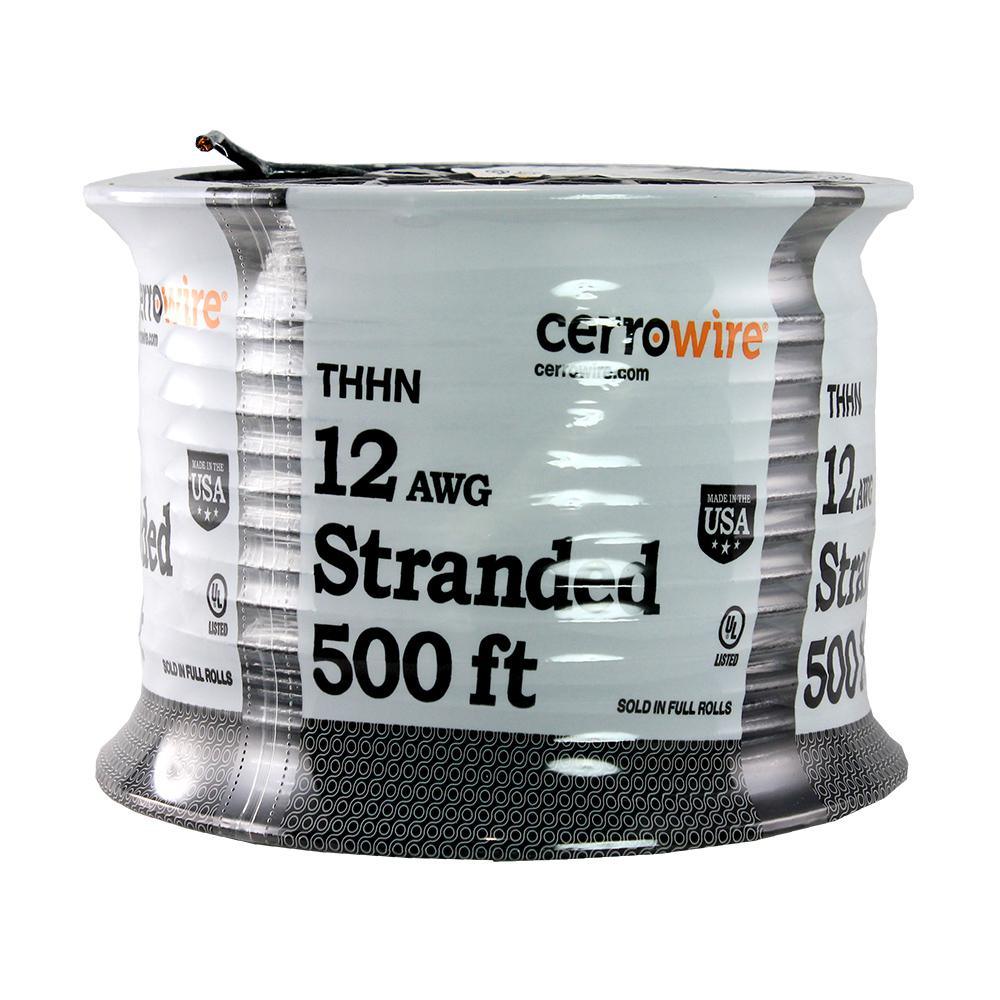 500 ft. 12/1 Black Stranded THHN Wire
