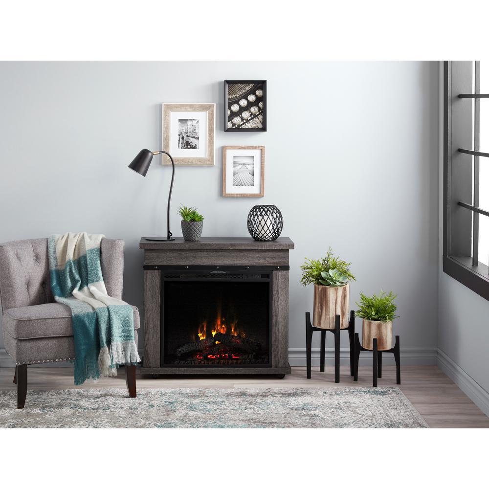 Morgan 29 in. Mantel with a 23 in. Electric Fireplace in Charcoal Oak