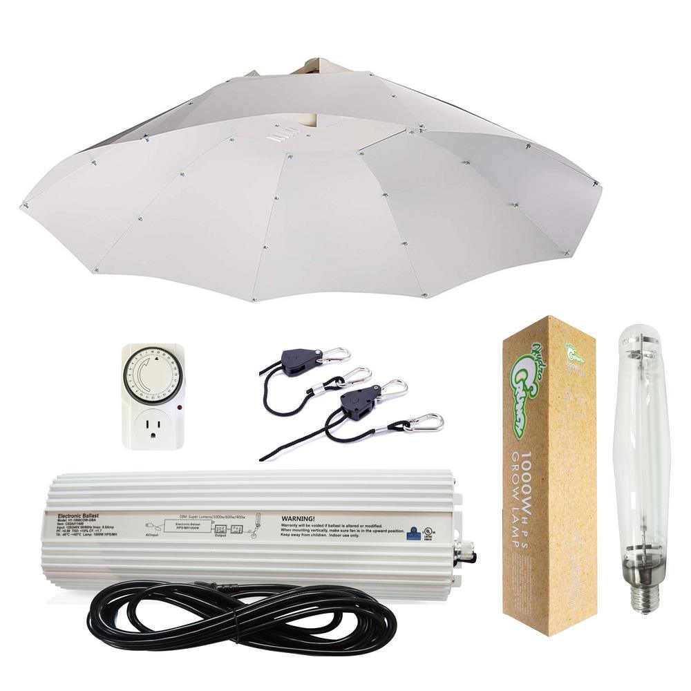 1000-Watt HPS Grow Light System with 42 in. Parabolic Vertical Umbrella Hood Reflector