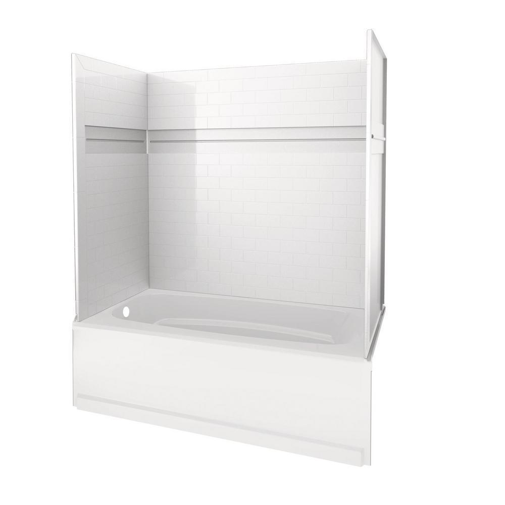 UPstile 32 in. x 60 in. x 60 in. Bath and Shower Kit with Classic 400 Left-Hand Drain in White