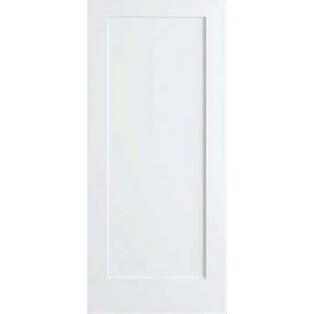 36 in. x 80 in. White 1-Panel Shaker Solid Core Wood Interior Door Slab