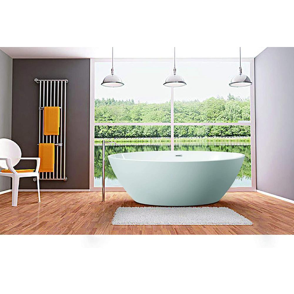 Calais 55 in. Acrylic Flatbottom Center Bathtub in White