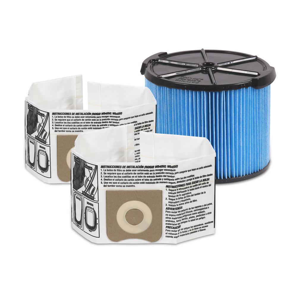Filter Kit with VF3500 Fine Dust Filter and VF3501 Dust Bags (2-pack) for 3 to 4.5 Gal. RIDGID Wet/Dry Shop Vacuums