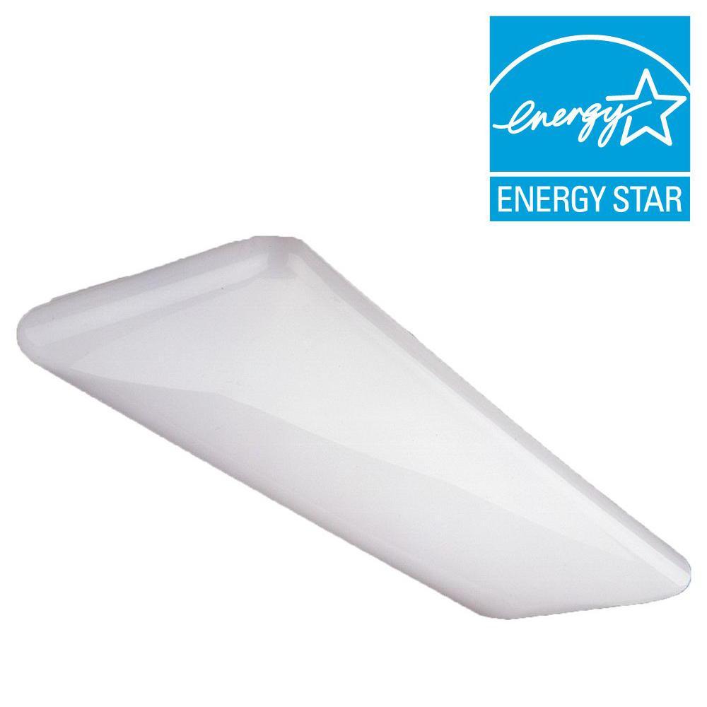 4-Light White Cloud Fixture Fluorescent Steel Ceiling Fixture with White Euro-Style Acrylic Lens