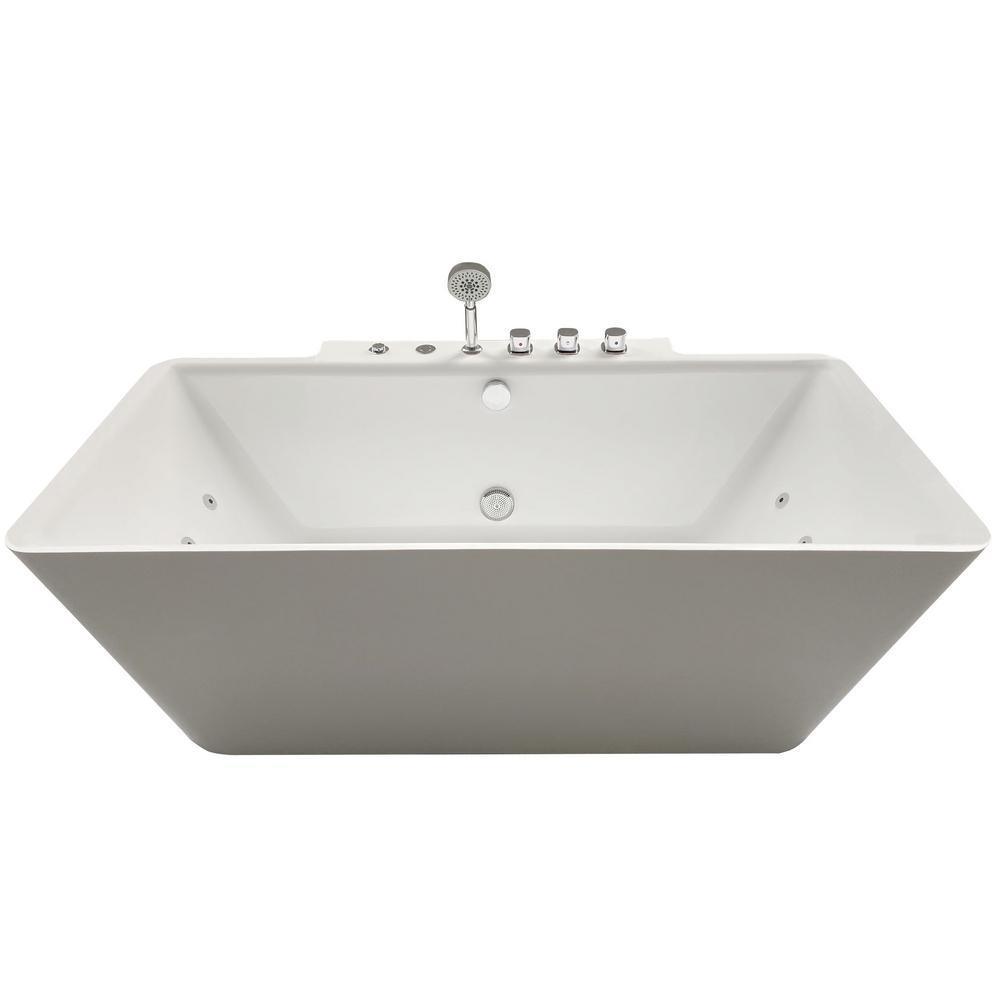 Catania 68 in. Acrylic Flatbottom Whirlpool Bathtub in White
