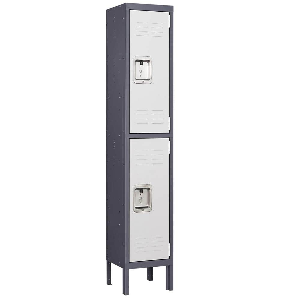 LISSIMO 2 Door 4-Tier Locker, Employees Storage Metal Lockers 66 in. Lockable Steel Cabinet for School Gym Home Office Staff