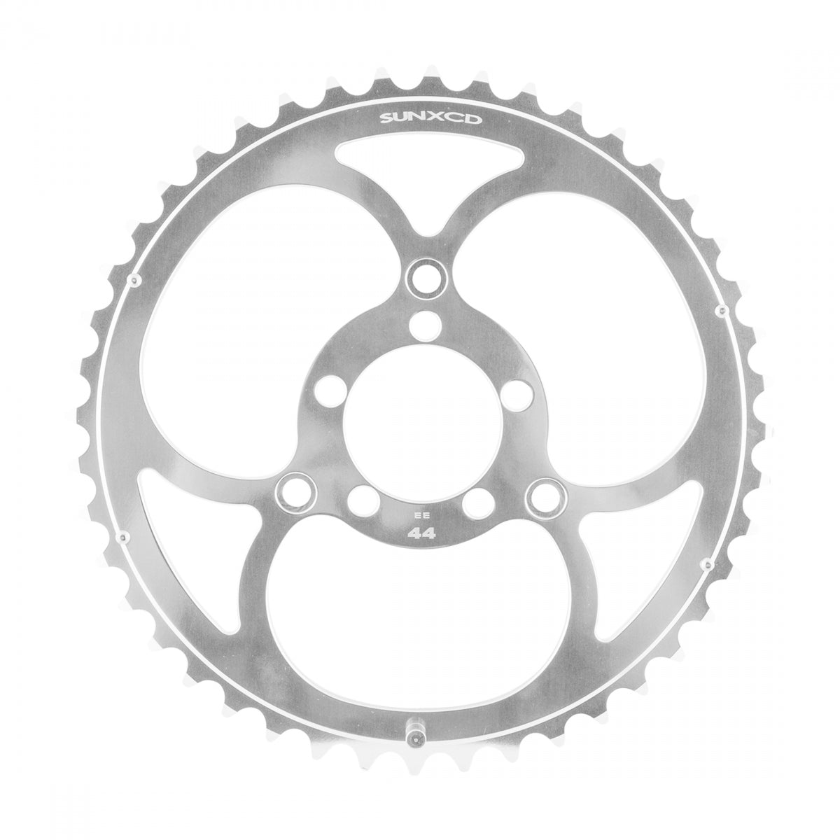 Sunxcd 3 Bolt Chainrings 44t Pinned 50 / 74 BCD 3-Bolt Aluminum Polished Silver