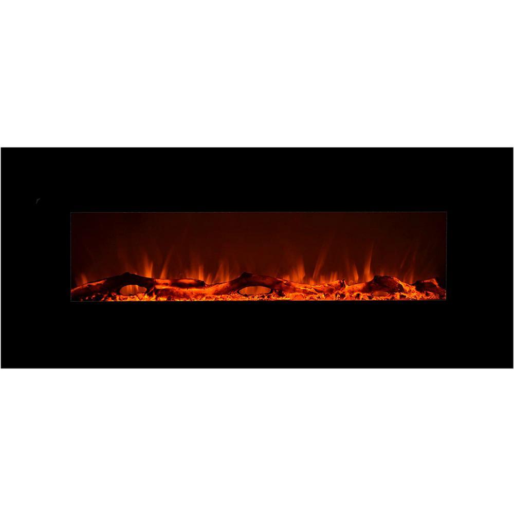 60 in. Wall-Mount Electric Fireplace in Black