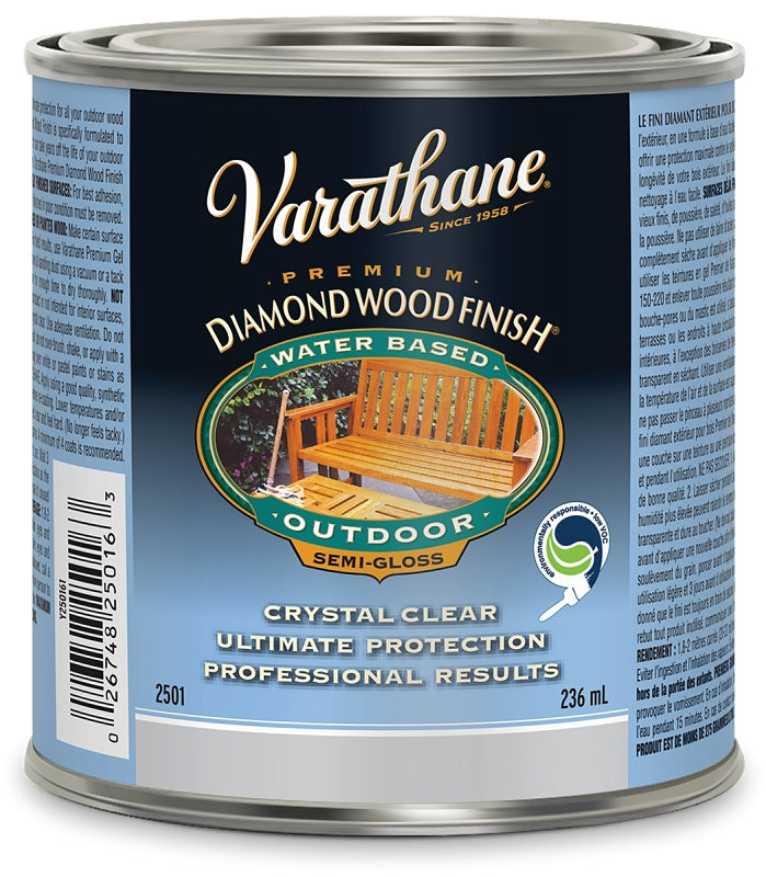 Varathane Y250161 Exterior Finish, Semi-Gloss, Clear, Liquid, 236 mL, Can