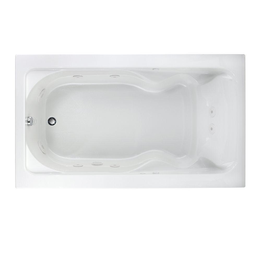 EverClean Cadet 72 in. x 42 in. Reversible Drain Whirlpool Tub in White