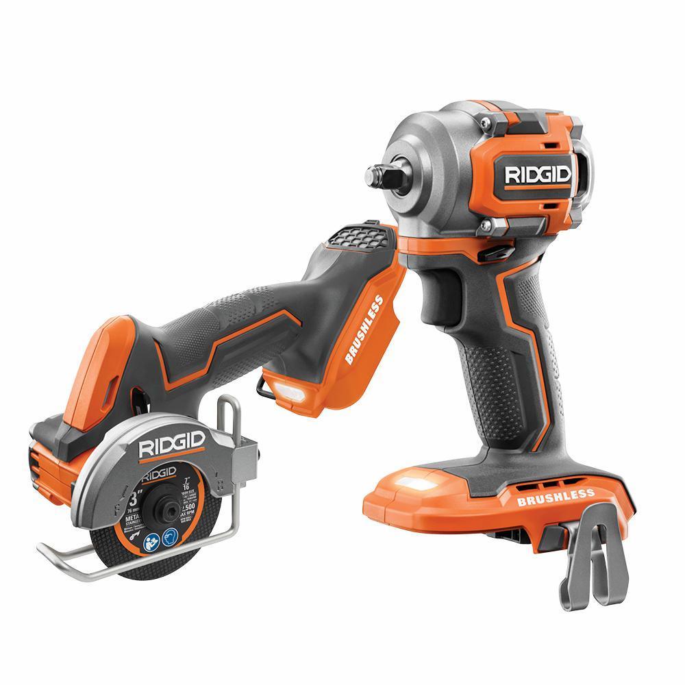 18-Volt SubCompact Lithium-Ion Brushless Cordless 3/8 in. Impact Wrench and 3 in. Multi-Material Saw (Tools Only)
