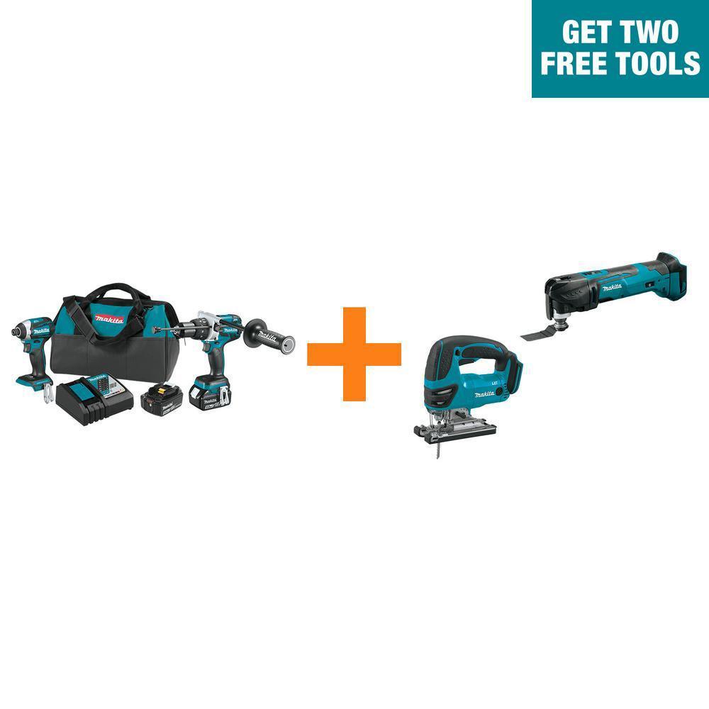 18-Volt LXT Brushless 2-Pc Combo Kit 5.0Ah with bonus 18V LXT Jigsaw and 18V LXT Oscillating Multi-Tool