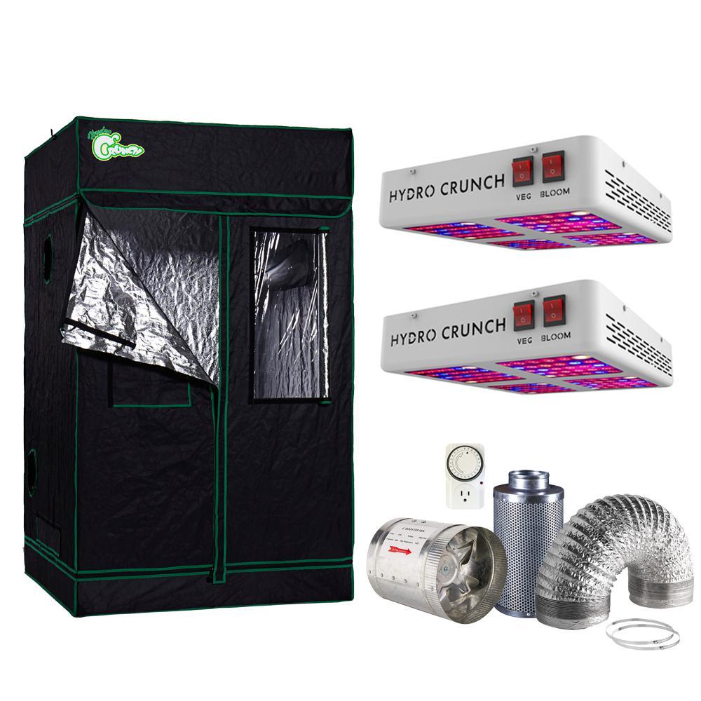 1200-Watt Equivalent Veg/Bloom Full Spectrum LED Plant Grow Light Fixture with Grow Tent and Ventilation System