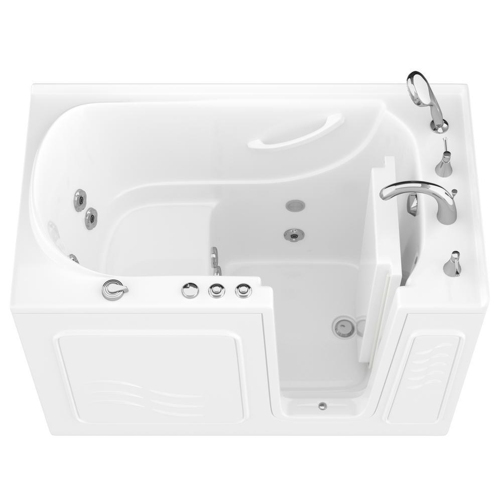 HD Series 53 in. Right Drain Quick Fill Walk-In Whirlpool Bath Tub with Powered Fast Drain in White