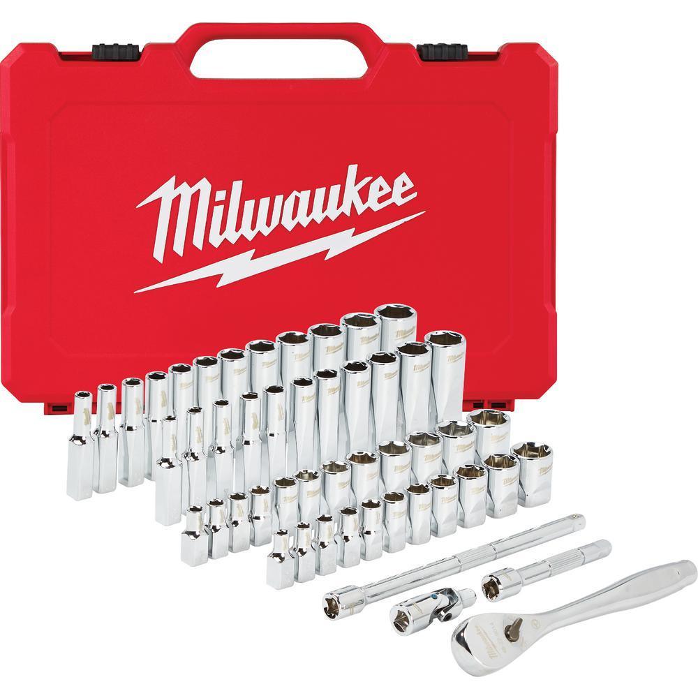 1/4 in. Drive SAE/Metric Ratchet and Socket Mechanics Tool Set (50-Piece)