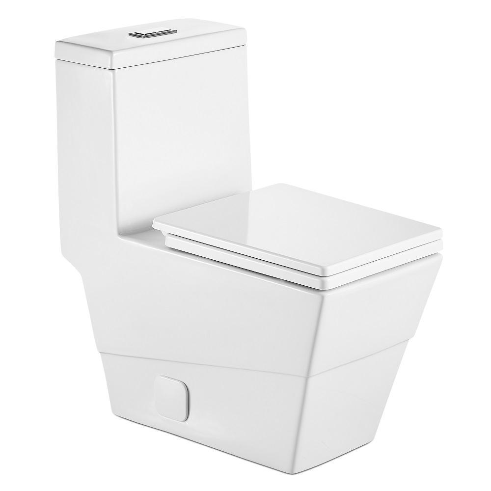 1-Piece 1.28 GPF Dual Flush High Efficiency Elongated Toilet in White, Seat Included