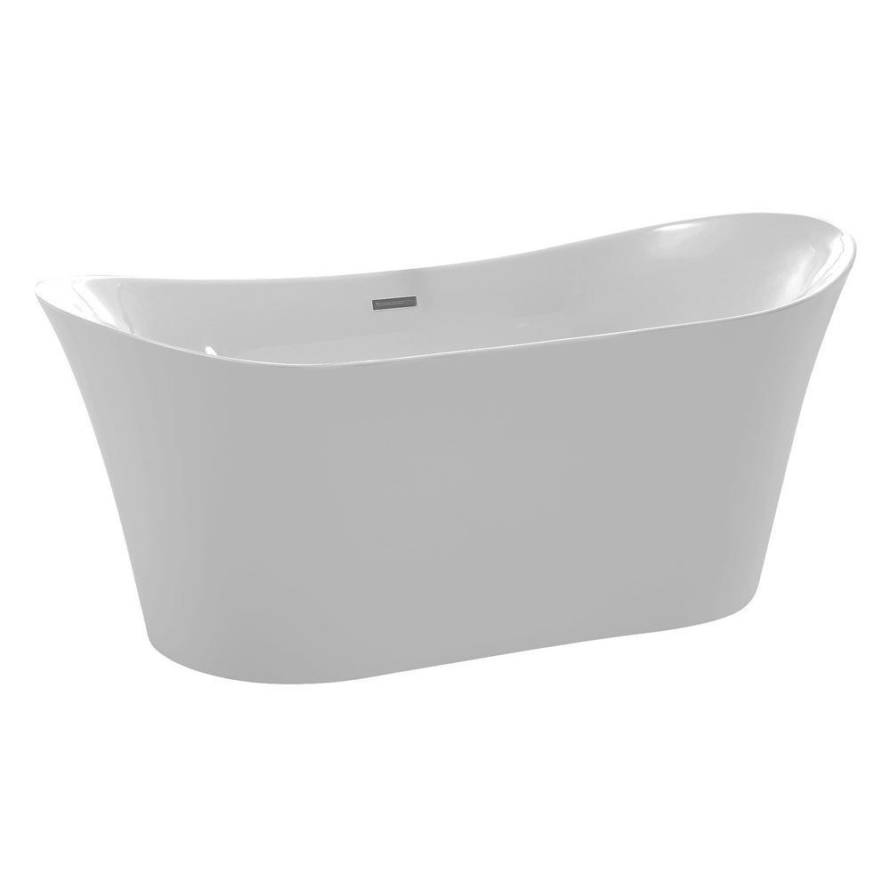 Eft 67 in. Acrylic Flatbottom Non-Whirlpool Bathtub in White