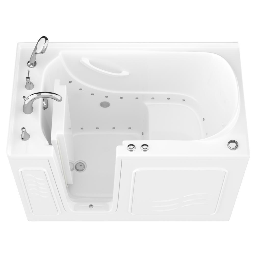 HD Series 30 in. x 53 in. Left Drain Quick Fill Walk-In Air Tub in White